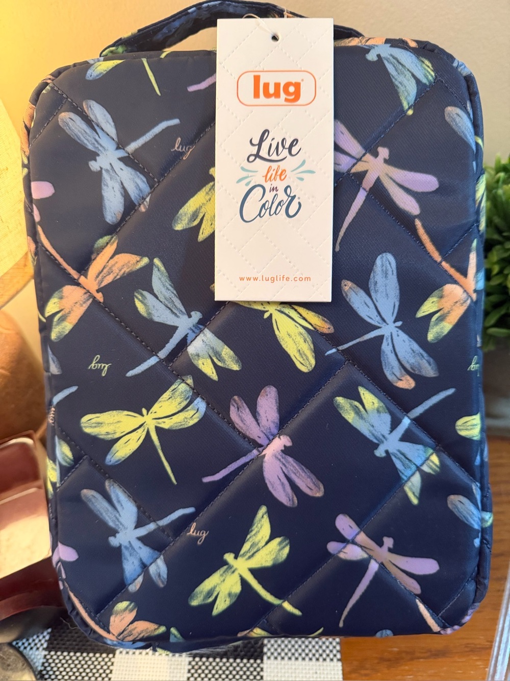 LUG WINGBACK COSMETICS TRAVEL BAG NWT DAMAGED DRAGONFLY PATTERN